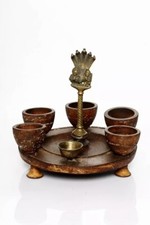 Lâmpada a óleo vintage rara tigela de madeira ritual hindu senhor estátua templo comprar usado  Enviando para Brazil