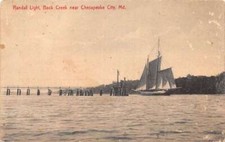 Cartão postal de veleiro Chesapeake City Maryland Randall Light Back Creek AA101262 comprar usado  Enviando para Brazil