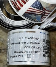 1 rollo bobina de 100 estampillas postales de primera clase de USPS para siempre bandera de Estados Unidos libertad 2024 segunda mano  Embacar hacia Mexico