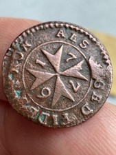 {022} Malta One Grano 1776 Emmanuel de Rohan Krzyż maltański z datą w legendach na sprzedaż  Wysyłka do Poland