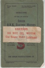 Singer B.R.K. Electric Motors Instructions Sewing Machines Treadle Control comprar usado  Enviando para Brazil