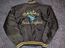 Jaqueta bordada vintage Rennoc Boston Bass Anglers Club tamanho grande feita nos EUA comprar usado  Enviando para Brazil