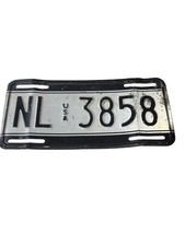 Letrero de colección de EE. UU. MATRÍCULA NL 3858 hombre raro coche cueva auto camión arte metálico segunda mano  Embacar hacia Mexico