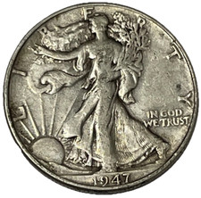 Usado, 1947 Walking Liberty meio dólar 90% prata 50c KM# 142 lote C4-104 baixo vintage comprar usado  Enviando para Brazil