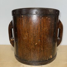 Balde de arroz de água antigo chinês de madeira feito à mão metal assinado 5 litros, usado comprar usado  Enviando para Brazil