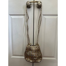 Bolsa tiracolo vintage dourada prata dourada couro sintético metálico festa glam comprar usado  Enviando para Brazil