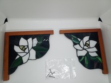 Usado, Par de peças de canto de vitrais flor de lótus cor roxa profunda com parafusos comprar usado  Enviando para Brazil