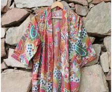 Maxi túnicas de baño cubiertas de playa vintage hechas a mano kimono de algodón apacible indio segunda mano  Embacar hacia Mexico