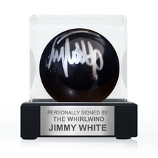 Bola de sinuca preta assinada por Jimmy White. Vitrine com placa comprar usado Bola de sinuca preta assinada por Jimmy White. Vitrine com placa comprar usado  Enviando para Brazil