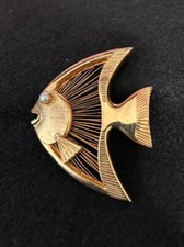 Broche de peixe anjo pérola corda harpa meados do século assinado broche "brooks"! 0924 comprar usado  Enviando para Brazil