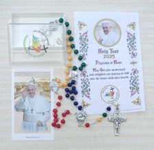 Rosario colorato papa usato  Italia