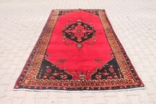 Tapete Oushak Turco Vintage de Lã Preta Vermelha 5x10 pés, Feito à Mão Boho para Sala de Jantar, usado comprar usado  Enviando para Brazil