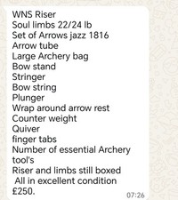 Archery equipment for sale  MOUNTAIN ASH