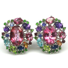 Edelstein Pink Mystic Topas, Peridot, Amethyst, Saphir Ohrringe 925 Silber comprar usado  Enviando para Brazil