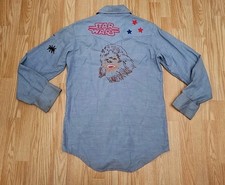 Camisa Star Wars personalizada década de 1970 ponto corrente botão para cima pérola encaixe feita nos EUA  comprar usado  Enviando para Brazil