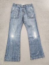 Jeans de papel denim e pano 31x32 azul denim boot cut pintura botão salpicado Fl comprar usado  Enviando para Brazil