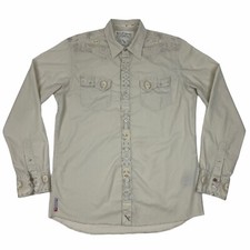 Usado, Camisa masculina manga longa Quiksilver bege paisley caveira luchador punho flip médio comprar usado  Enviando para Brazil