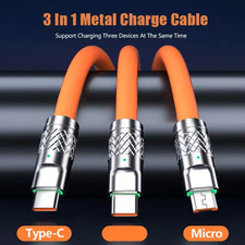 Cabo de carregamento rápido 120W 3 em 1 USB cabo de carregamento rápido para celulares laranja comprar usado  Enviando para Brazil