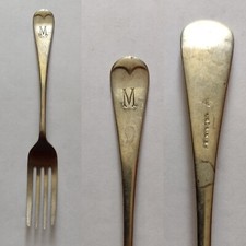 Vintage english fork with letter M JGG S CS 18. Length 18.5cm #12 na sprzedaż  PL