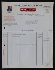 Facture PARIS 1936 Huile ANTAR pour l'automobile bidon oil can Billhead 6 comprar usado  Enviando para Brazil