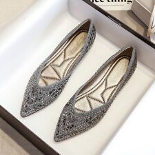 Rebites rasos biqueira pontiaguda glitter miçangas sapatos bailarina boca rasa lantejoulas comprar usado  Enviando para Brazil