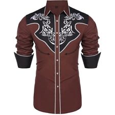 Camisa social ocidental manga longa fina com botões blusa casual tops masculina comprar usado  Enviando para Brazil