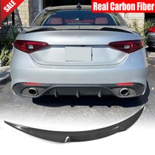 Para Alfa Romeo Giulia Sedan 2015-23 Real Carbono Traseiro Bota Asa Spoiler Lip comprar usado  Enviando para Brazil