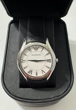 Original Emporio Armani AR2021 clássico mostrador branco pulseira de couro preta comprar usado  Enviando para Brazil