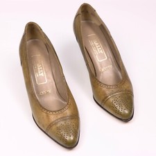 Bally Damskie zielone skórzane czółenka na obcasie kociaka Rozmiar US 5 / EU 35,5 na sprzedaż  PL