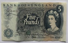 Five pound note for sale  COWBRIDGE