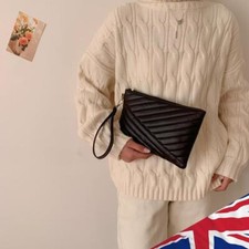 Bolsa de viagem retrô de couro ecológico para festa feminina cor pura com zíper comprar usado  Enviando para Brazil