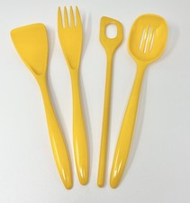 Lot 4 Vintage 70s Melamine Yellow Utensils Spatula Fork Pastry Spoon Taiwan segunda mano  Embacar hacia Mexico