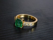Anel de noivado de ouro amarelo sólido 14K com esmeralda natural e diamante 2,44 quilates, usado comprar usado  Enviando para Brazil