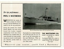 1945 MATTHEWS CO "38" barco de cabine sedã convés elevado Port Clinton Ohio anúncio impresso 2 comprar usado  Enviando para Brazil