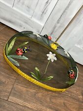 Vintage OVAL Tela de Malha Cúpula Shoo Fly Food Cover Flores e Joaninhas Churrasco Piquenique comprar usado  Enviando para Brazil