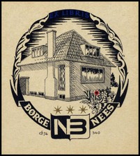 Używany, Blaesbjerg Christian 1974 Exlibris Architektura Kwiaty 2595 na sprzedaż  PL