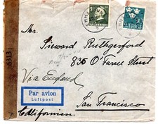 1944 Szwedzka poczta lotnicza Poczta lotnicza otwarta przez cenzora Emmaljunga CDS do USA na sprzedaż  Wysyłka do Poland