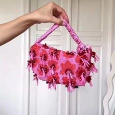 Zara Różowa Mini Koralikowa Torba wiadro Blogerzy Fave Ślub Wakacje 6584/510 na sprzedaż  Wysyłka do Poland