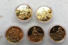 1993 China 5 piezas de medallas de cobre chapadas en oro de 36 mm set-romance de tres reinos segunda mano  Embacar hacia Mexico