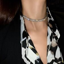 Colar Gargantilha Banhado a Ouro Branco 10k Feito com Pedra Baguete de Cristal Swarovski comprar usado  Enviando para Brazil