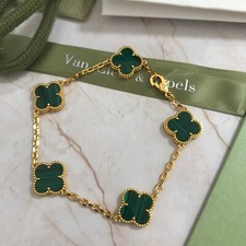 Autêntica pulseira da sorte Van Cleef & Arpels ouro 18K verde malaquita comprar usado  Enviando para Brazil