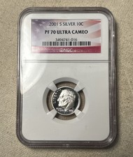 2001-S 10c prata NGC PF70 Ultra Cameo. Grau de registro. Popular.  (125002) comprar usado  Enviando para Brazil