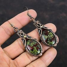 Usado, Brincos de gota/pingente de cobre Dragon Bloodstone irmã presente fio embrulhado 2,99" comprar usado  Enviando para Brazil