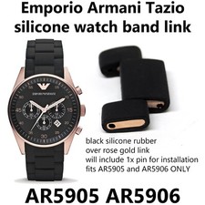Usado, Peças de link de relógio AR5905 AR5906 Emporio Armani silicone preto/ouro rosa comprar usado  Enviando para Brazil