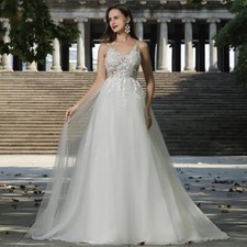 Vestidos de noiva praia 2025 primavera A linha gola V renda boho vestido de noiva comprar usado  Enviando para Brazil