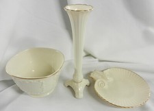 Lote 3 Bandejas de Servir Lenox PRATO DE CONCHA/PRATO DE DOCES/VASO DE BROTO com Branco com Aros Dourados EXCELENTE comprar usado  Enviando para Brazil