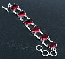 Pulsera de joyería de plata de ley 925 hecha a mano con piedras preciosas de granate segunda mano  Embacar hacia Mexico