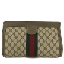 OLD GUCCI GG Logo PVC Webbing Bolsa de Embreagem Bege/7BE1333 comprar usado  Enviando para Brazil