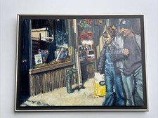 PINTURA DE RETRATO CONTEMPORÂNEA REGIONALISMO AMERICANO URBANO CENA DE RUA LOJAS comprar usado  Enviando para Brazil