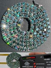 Corrente de tênis verde azul MOISSANITE 5mm prata 925 colar gelado passa testador comprar usado  Enviando para Brazil